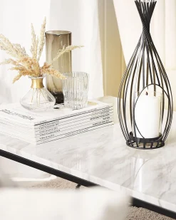 Beliani Sohvapoyta Marmorikuvio Beige/Musta Delano Online