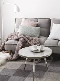 Beliani Sohvapoyta Marmorikuvio Valkoinen/Hopea Ramona Sale