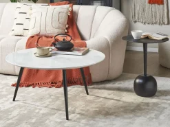 Beliani Sohvapoyta Marmorikuvio Valkoinen/Musta Effie Fashion