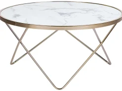 Beliani Sohvapoyta Metalli Marmorikuvio Valkoinen/Kulta Meridian Ii Flash Sale