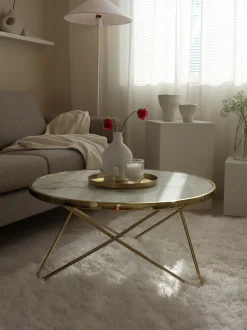 Beliani Sohvapoyta Metalli Marmorikuvio Valkoinen/Kulta Meridian Ii Flash Sale