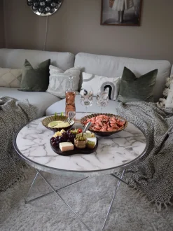 Beliani Sohvapoyta Metalli Marmorikuvio Valkoinen/Hopea Meridian Ii Hot