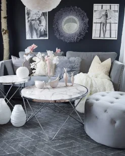 Beliani Sohvapoyta Metalli Marmorikuvio Valkoinen/Hopea Meridian Ii Hot