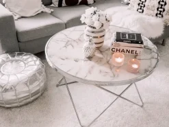 Beliani Sohvapoyta Metalli Marmorikuvio Valkoinen/Hopea Meridian Ii Hot