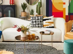 Beliani Sohvapoyta Peililasitasolla Rauta Kulta Lucea Shop