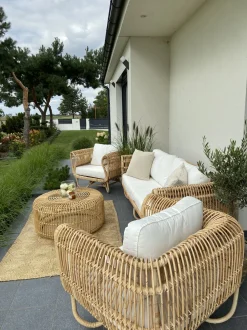 Beliani Sohvapoyta Rottinki Luonnonvari Limni Hot