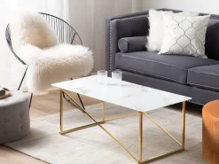 Beliani Sohvapoyta Ruostumaton Teras Marmorikuvio Valkoinen/Kulta Emporia Cheap