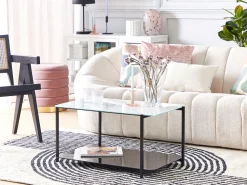 Beliani Sohvapoyta Teras Marmorikuvio Valkoinen/Musta Gloster Best Sale