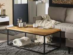 Beliani Sohvapoyta Tiikki Vaalea Puu/Musta Provo Ii Best Sale