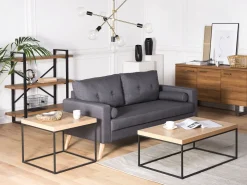 Beliani Sohvapoyta Vaalea Puu/Musta Delano Shop