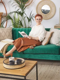 Beliani Sohvapoyta Vaalea Puu/Musta Delano Shop