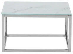 Beliani Sohvapoytasetti Rosteri Marmorikuvio Valkoinen/Hopea 2 Kpl Brea Cheap