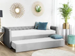 Beliani Sohvasanky Kangas Lisavuode Vaaleanharmaa 80 X 200 Cm Libourne Fashion