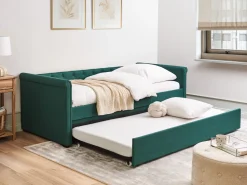 Beliani Sohvasanky Kangas Lisavuode Tummanvihrea 90 X 200 Cm Libourne Fashion