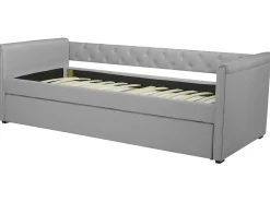 Beliani Sohvasanky Kangas Lisavuode Vaaleanharmaa 90 X 200 Cm Libourne Outlet