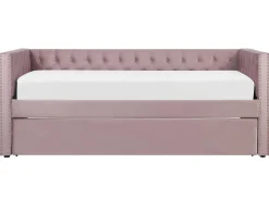 Beliani Sohvasanky Sametti Lisavuode Vaaleanpunainen 90 X 200 Cm Gassin Online