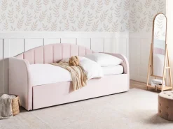 Beliani Sohvasanky Sametti Lisavuode Pastellipinkki 90 X 200 Cm Eyburie Shop