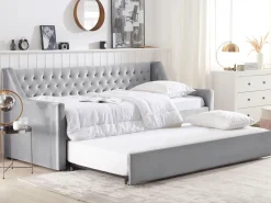 Beliani Sohvasanky Sametti Lisavuode Vaaleanharmaa 90 X 200 Cm Montargis Clearance