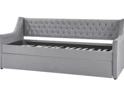 Beliani Sohvasanky Sametti Lisavuode Vaaleanharmaa 90 X 200 Cm Montargis Clearance