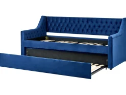 Beliani Sohvasanky Sametti Lisavuode Laivastonsininen 90 X 200 Cm Montargis Online