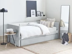 Beliani Sohvasanky Sametti Lisavuode Vaaleanharmaa 90 X 200 Cm Chavonne Flash Sale