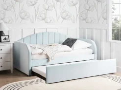 Beliani Sohvasanky Sametti Lisavuode Vaaleansininen 90 X 200 Cm Eyburie Shop