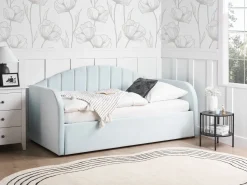 Beliani Sohvasanky Sametti Lisavuode Vaaleansininen 90 X 200 Cm Eyburie Shop