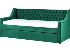 Beliani Sohvasanky Sametti Lisavuode Smaragdinvihrea 90 X 200 Cm Montargis Best Sale