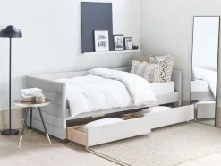 Beliani Sohvasanky Sametti Säilytystila Vaaleanharmaa 90 X 200 Cm Marray Discount