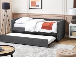 Beliani Sohvasanky Vakosametti Lisavuode Tummanharmaa 90 X 200 Cm Mimizan Cheap