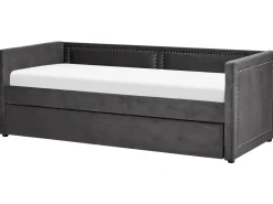 Beliani Sohvasanky Vakosametti Lisavuode Tummanharmaa 90 X 200 Cm Mimizan Cheap