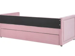 Beliani Sohvasanky Vakosametti Lisavuode Vaaleanpunainen 90 X 200 Cm Mimizan New