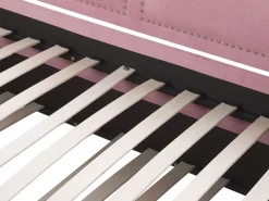 Beliani Sohvasanky Vakosametti Lisavuode Vaaleanpunainen 90 X 200 Cm Mimizan New