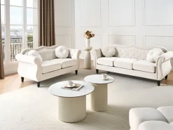 Beliani Sohvasetti Samettinen Beige Skien Store