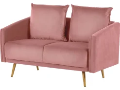 Beliani Sohvasetti Samettinen Vaaleanpunainen Maura New