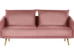 Beliani Sohvasetti Samettinen Vaaleanpunainen Maura New