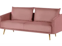 Beliani Sohvasetti Samettinen Vaaleanpunainen Maura New