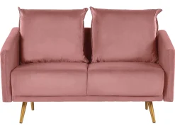 Beliani Sohvasetti Samettinen Vaaleanpunainen Maura New