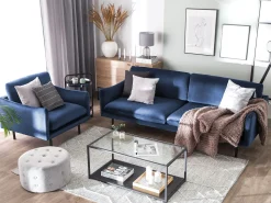 Beliani Sohvasetti Tummansininen Sametti 4-Istuttava Vinterbro Best Sale