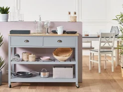 Beliani Tarjoiluvaunu 2 Laatikkoa Vaalea Puu/Harmaa Navarino Best Sale