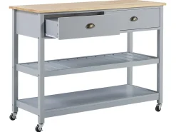 Beliani Tarjoiluvaunu 2 Laatikkoa Vaalea Puu/Harmaa Navarino Best Sale