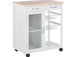 Beliani Tarjoiluvaunu 2 Laatikkoa Kaappi Vaalea Puu/Valkoinen Boves Clearance