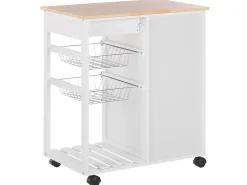 Beliani Tarjoiluvaunu 2 Laatikkoa Kaappi Vaalea Puu/Valkoinen Boves Clearance