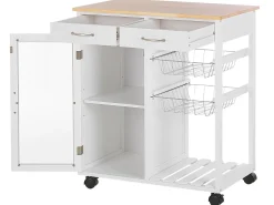 Beliani Tarjoiluvaunu 2 Laatikkoa Kaappi Vaalea Puu/Valkoinen Boves Clearance