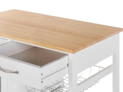 Beliani Tarjoiluvaunu 2 Laatikkoa Kaappi Vaalea Puu/Valkoinen Boves Clearance