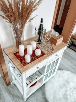 Beliani Tarjoiluvaunu 2 Laatikkoa Kaappi Vaalea Puu/Valkoinen Genoa Online