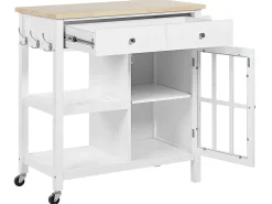 Beliani Tarjoiluvaunu 2 Laatikkoa Kaappi Vaalea Puu/Valkoinen Genoa Online