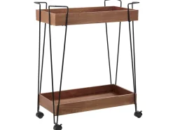 Beliani Tarjoiluvaunu Keisaripuu/Metalli Tumma Puu/Musta Balme Cheap