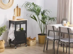 Beliani Tarjoiluvaunu Laatikko Kaappi Vaalea Puu/Musta Siena Online