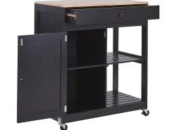 Beliani Tarjoiluvaunu Laatikko Kaappi Vaalea Puu/Musta Trapani Online